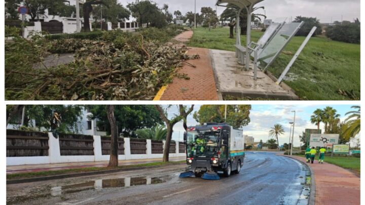 La EUC trabajó intensamente para devolver la normalidad a la avenida Carla de Orleans tras el paso de la manga marina