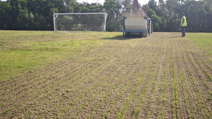Resiembra del campo de fútbol de Peña del Águila